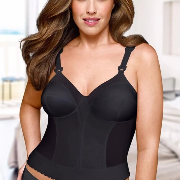 New!! Exquisite Form FULLY Black Wire Free Longline Posture Bra 44DD - Picture 1 of 4